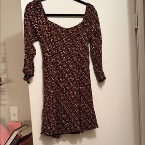 Altar'd State Black Floral Long Sleeve Dress